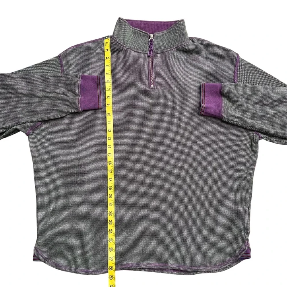 Robert Graham Mens XL Waffle Knit Quarter Zip Pullover Sweater Purple Green